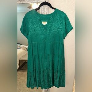 Anthropologie Green Silk Mini Dress